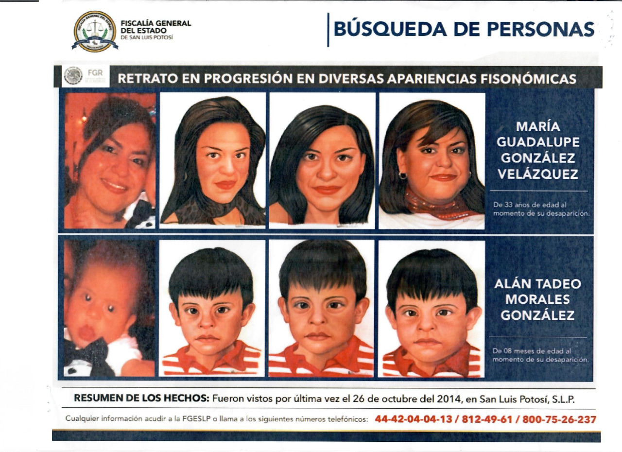 Solicitan apoyo para localizar a mujer y niño desaparecidos en 2014 en San Luis Potosí