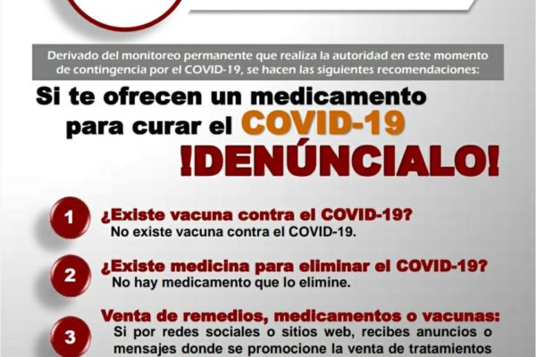 Alertan sobre falsa vacuna o medicamentos contra COVID-19