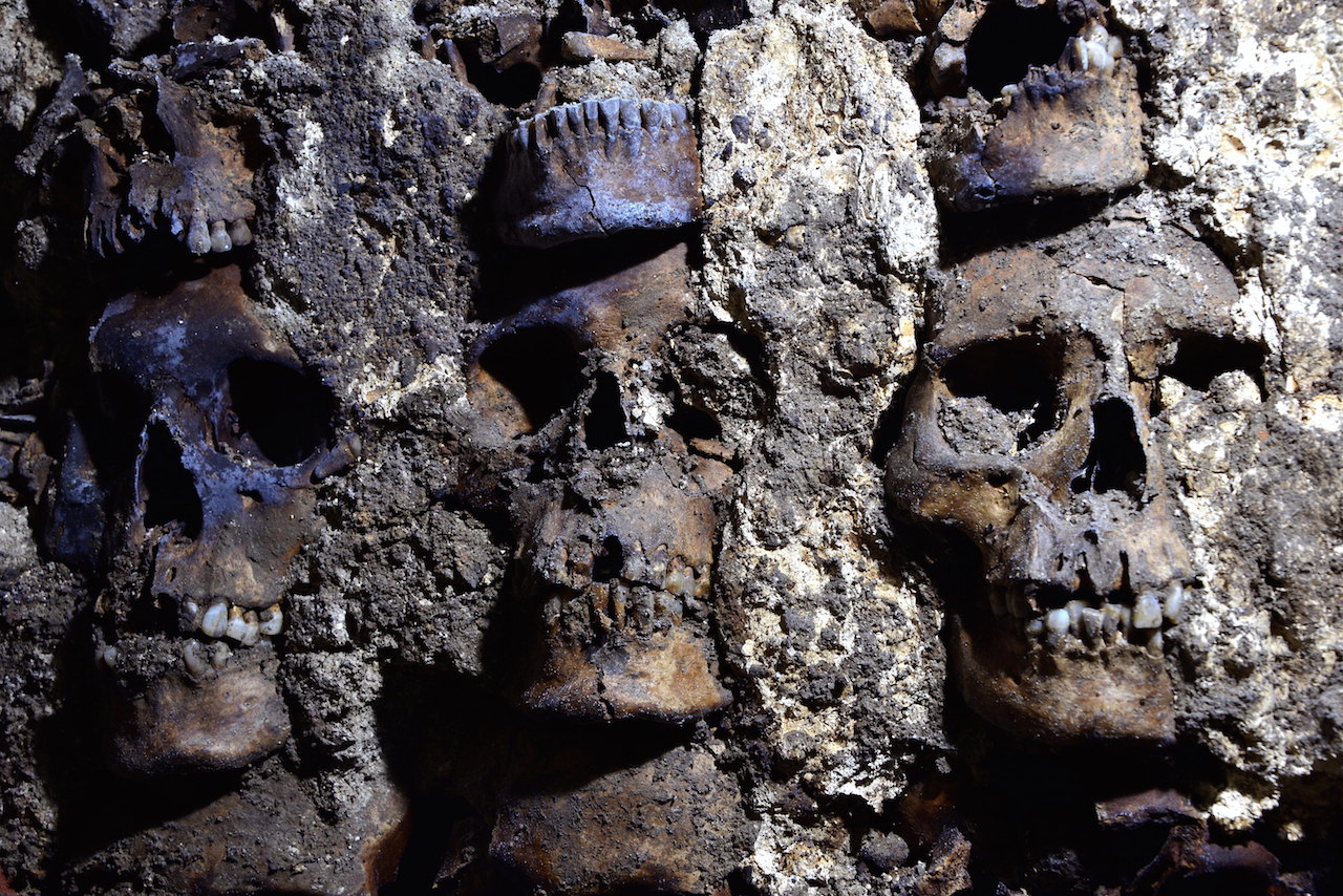 Arqueólogos localizan torre de cráneos del Huei Tzompantli de Tenochtitlan