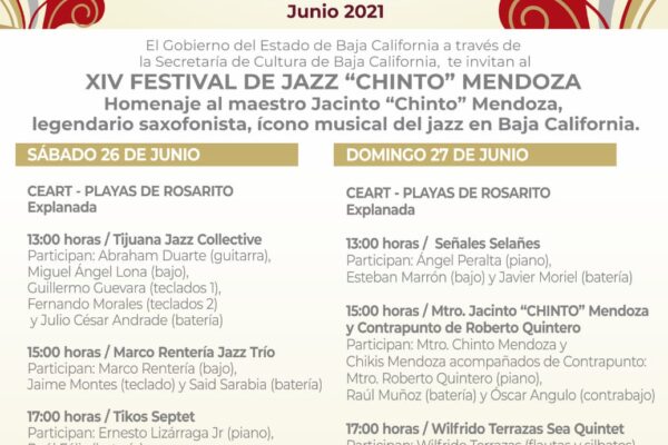 Realizará la Secretaría de Cultura de BC el Festival de Jazz Chinto Mendoza en Playas de Rosarito