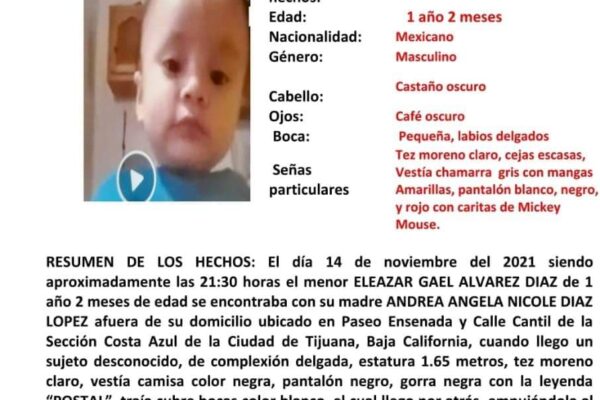 Roban bebé de un año en Playas de Tijuana