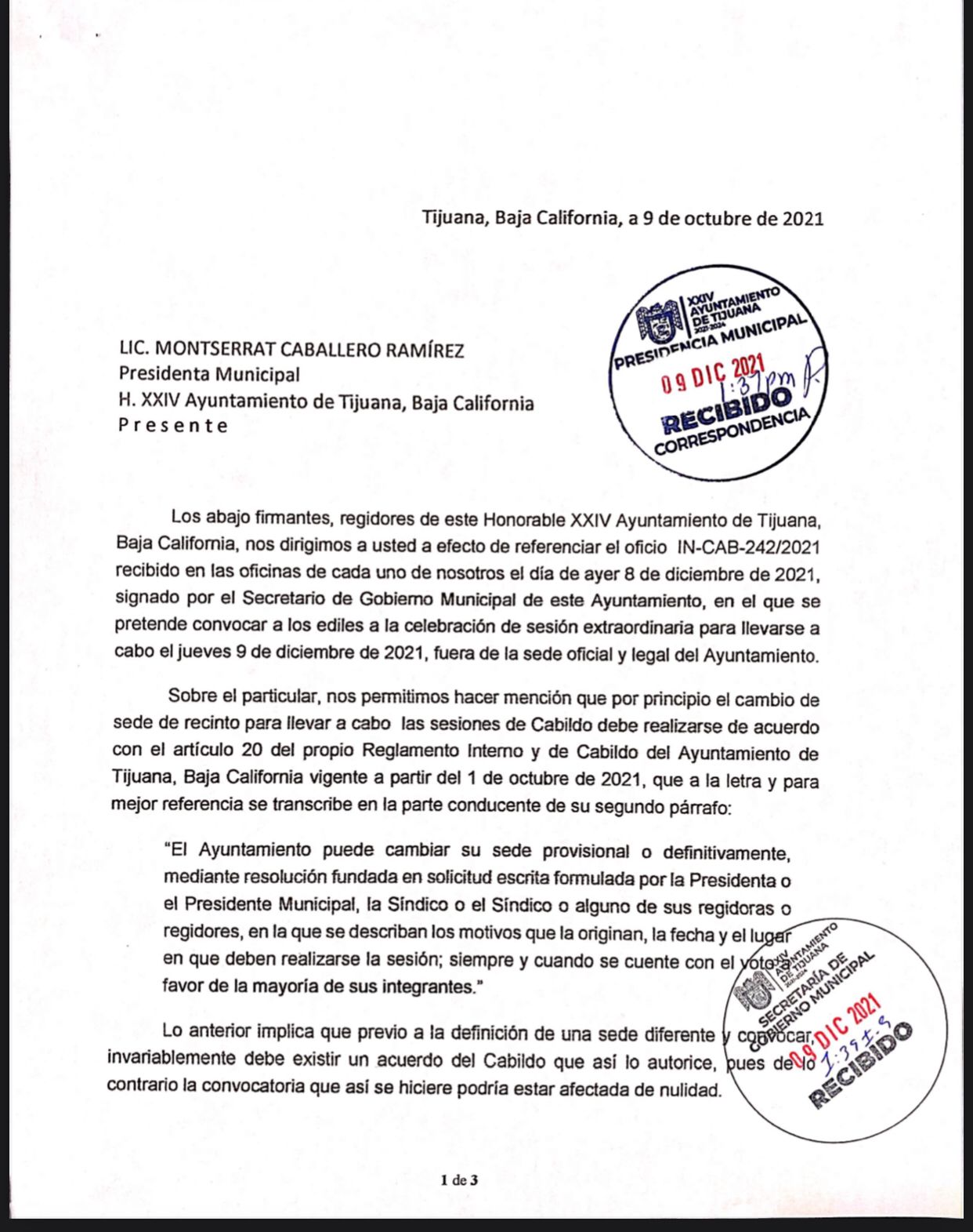 Ilegal cambio de sede de la Sesión de Cabildo sin previo acuerdo: Regidores