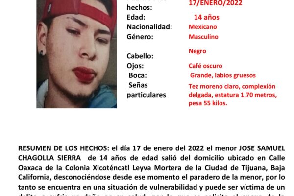 Activan Alerta Amber por la desaparición de José Manuel Chagolla Sierra de 14 años