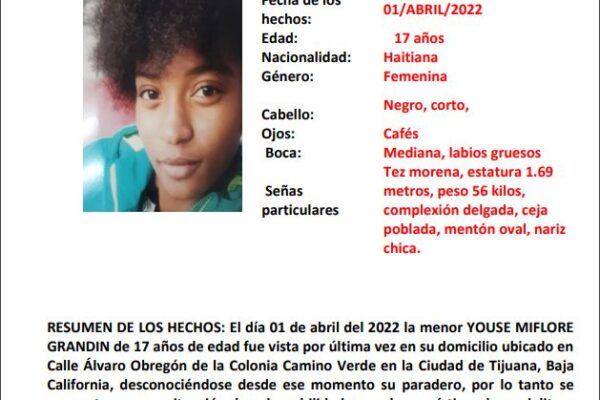 Activan Alerta Amber por desaparición de menor haitiana Youse Miflore de 17 años
