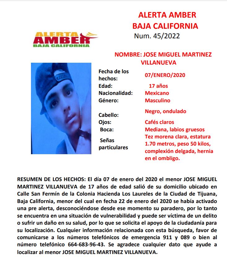 Activan Alerta Amber por José Miguel Martínez Villanueva quien desapareció desde el 2020