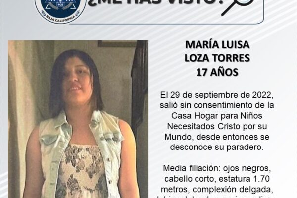 Buscan a María Luisa de 17 años quien escapó de una casa hogar