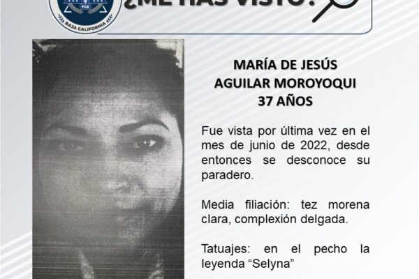 Buscan a María de Jesús Aguilar Moroyoqui desaparecida en Tijuana