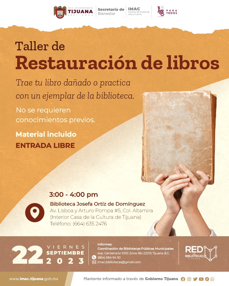 IMAC Tijuana invita a ciudadanos  restaurar libros dañados