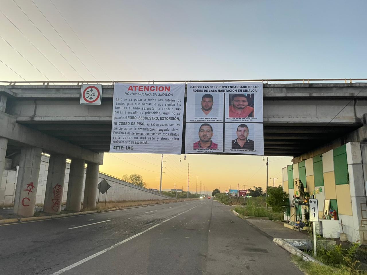 Aparecen mensajes contra rateros, secuestradores y extorsionadores en Sinaloa